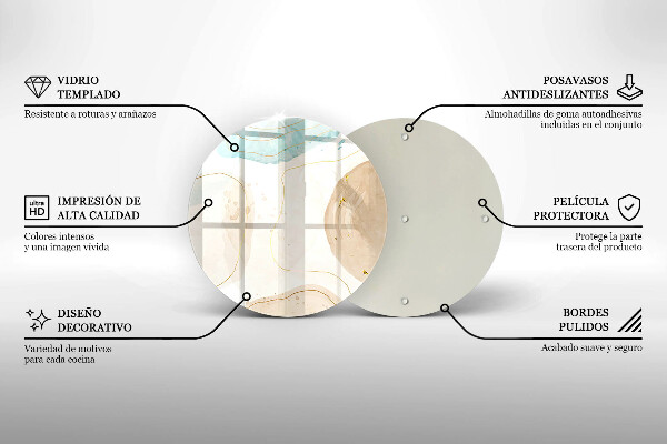 Skärbräda glas unik Boho-fläckar och guld