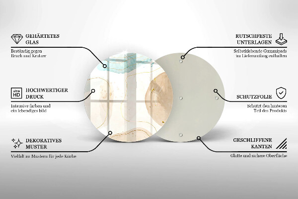 Skärbräda glas unik Boho-fläckar och guld