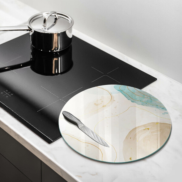 Skärbräda glas unik Boho-fläckar och guld