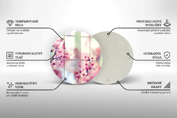 Skärbräda glas unik Vårrosa blommor