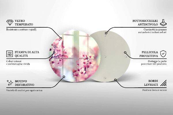 Skärbräda glas unik Vårrosa blommor