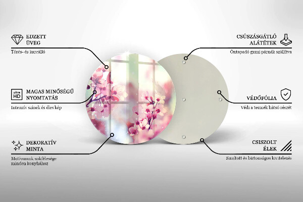 Skärbräda glas unik Vårrosa blommor
