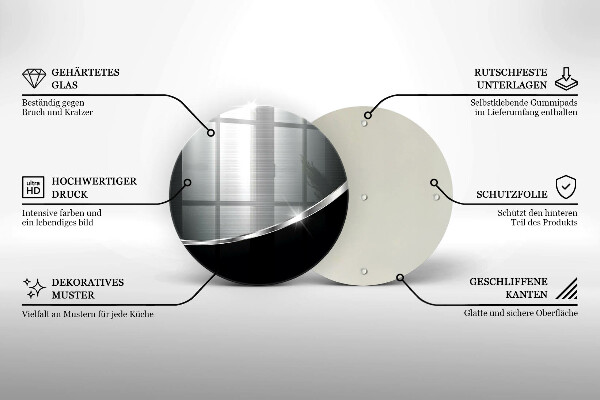 Skärbräda glas unik Abstraktion med metall