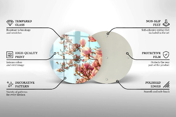 Skärbräda glas unik Rosa blommor träd