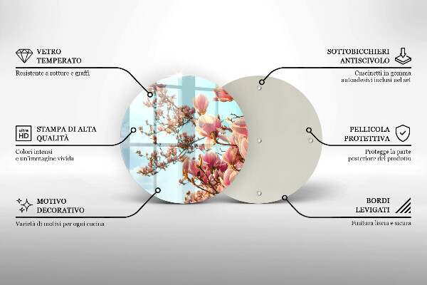 Skärbräda glas unik Rosa blommor träd