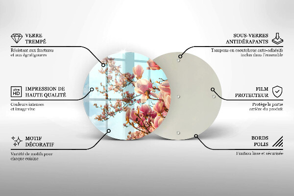 Skärbräda glas unik Rosa blommor träd
