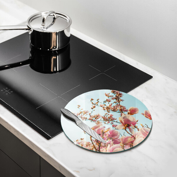 Skärbräda glas unik Rosa blommor träd