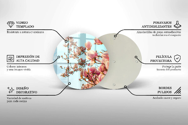 Skärbräda glas unik Rosa blommor träd