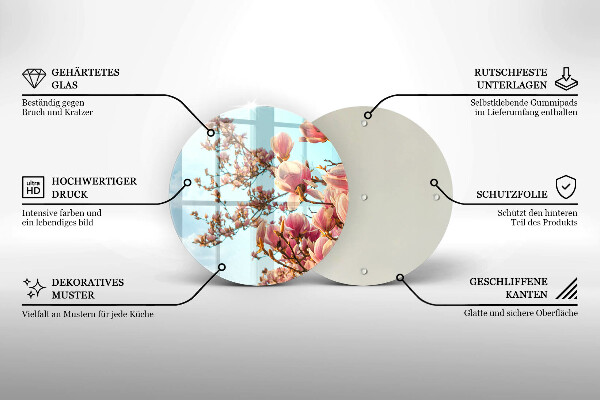 Skärbräda glas unik Rosa blommor träd