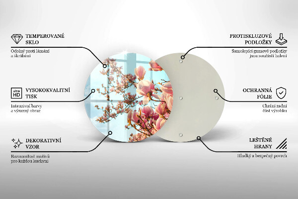 Skärbräda glas unik Rosa blommor träd