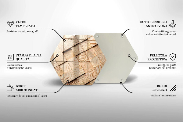 Skärbräda glas sexhörning Trärutor