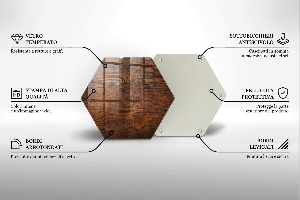 Skärbräda glas sexhörning Mörk träskiva