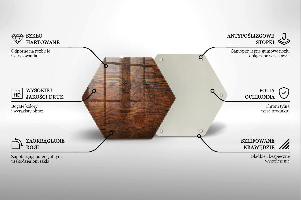 Skärbräda glas sexhörning Mörk träskiva