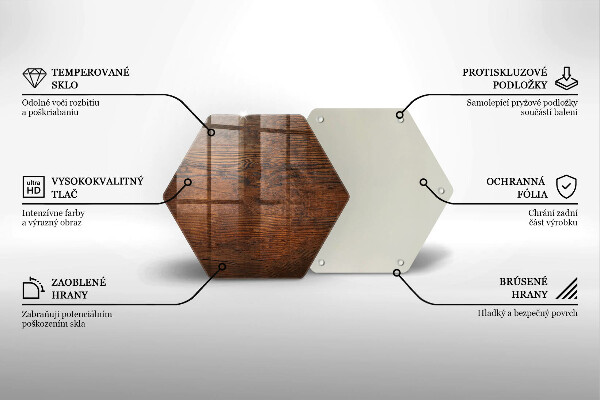 Skärbräda glas sexhörning Mörk träskiva