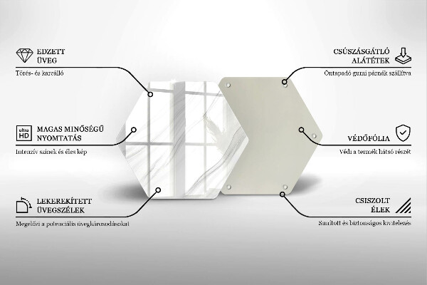 Skärbräda glas sexhörning Delikat marmor