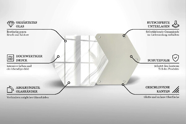 Skärbräda glas sexhörning Delikat marmor