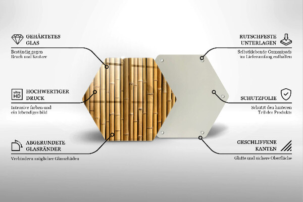 Skärbräda glas sexhörning Natur boho bambu