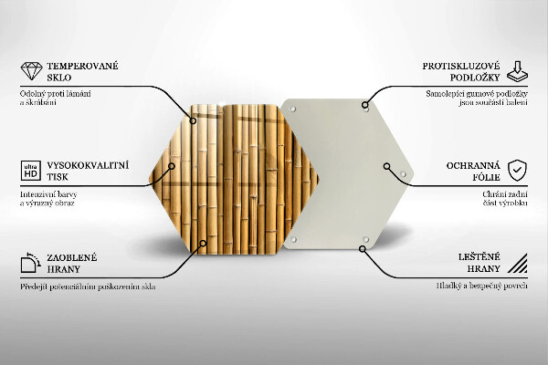 Skärbräda glas sexhörning Natur boho bambu