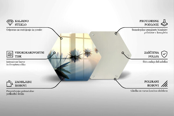 Skärbräda glas sexhörning Lilja blommar på vattnet