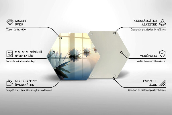 Skärbräda glas sexhörning Lilja blommar på vattnet