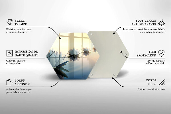 Skärbräda glas sexhörning Lilja blommar på vattnet