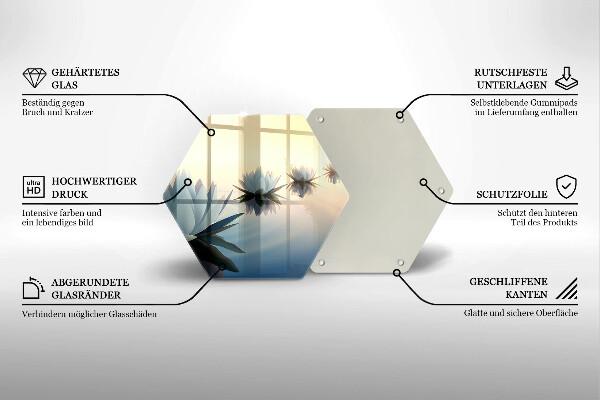 Skärbräda glas sexhörning Lilja blommar på vattnet