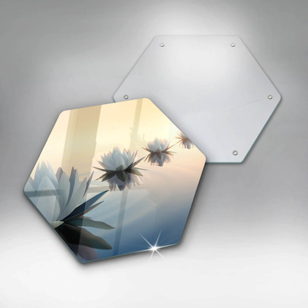 Skärbräda glas sexhörning Lilja blommar på vattnet