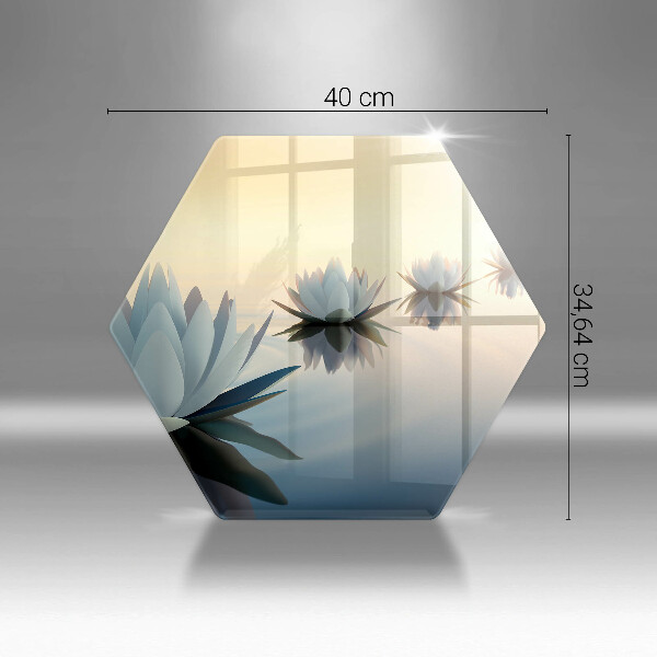 Skärbräda glas sexhörning Lilja blommar på vattnet