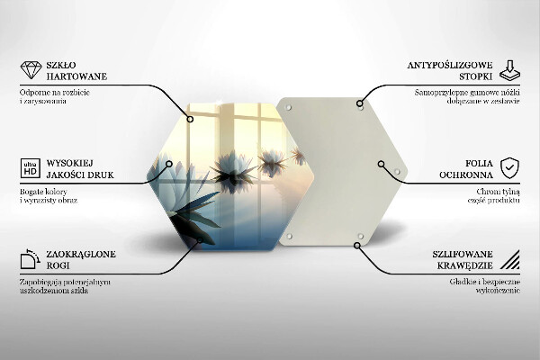 Skärbräda glas sexhörning Lilja blommar på vattnet