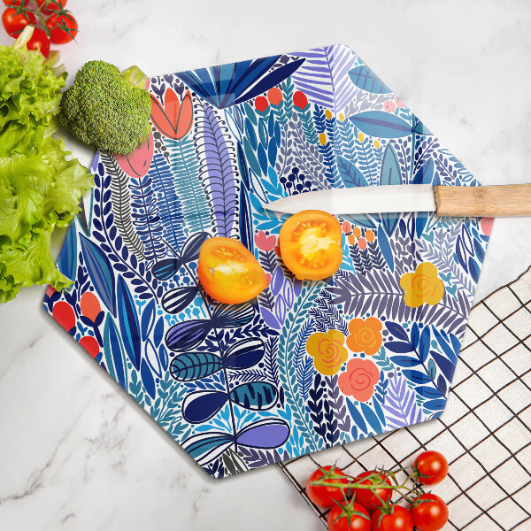 Skärbräda glas sexhörning Målad äng