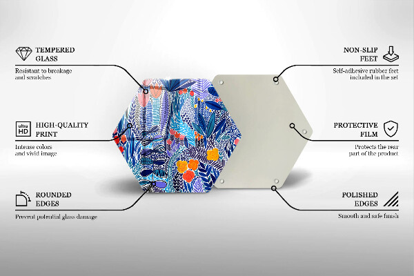 Skärbräda glas sexhörning Målad äng