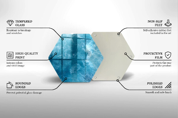 Skärbräda glas sexhörning Blått vatten