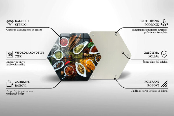 Skärbräda glas sexhörning Kökskryddor