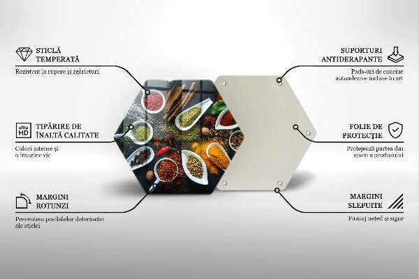 Skärbräda glas sexhörning Kökskryddor