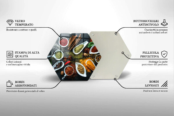 Skärbräda glas sexhörning Kökskryddor