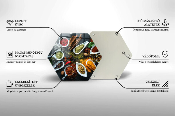 Skärbräda glas sexhörning Kökskryddor