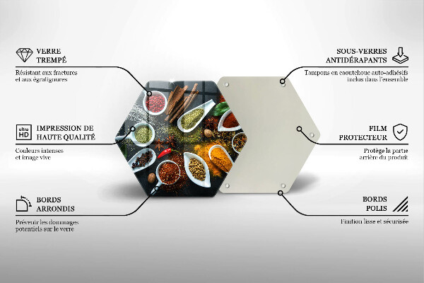 Skärbräda glas sexhörning Kökskryddor