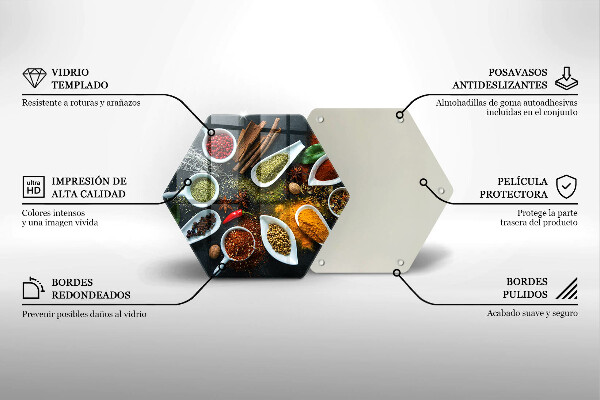 Skärbräda glas sexhörning Kökskryddor