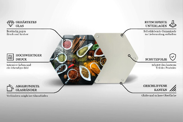 Skärbräda glas sexhörning Kökskryddor