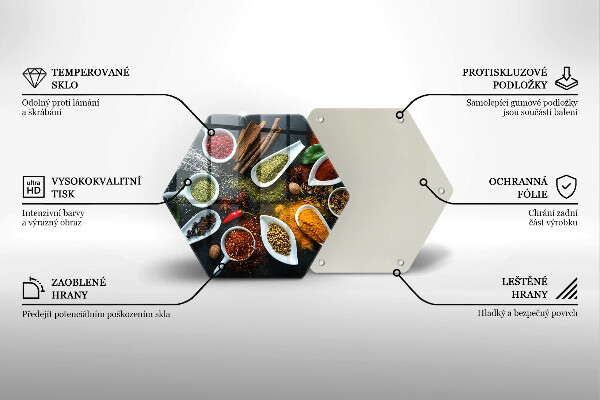 Skärbräda glas sexhörning Kökskryddor