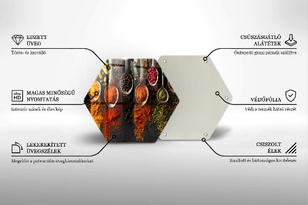 Skärbräda glas sexhörning Skedar med kryddor