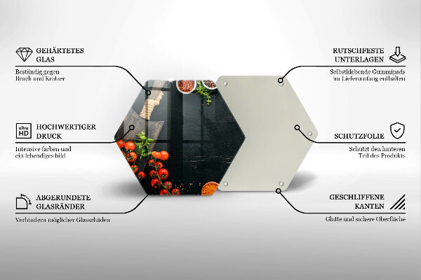Skärbräda glas sexhörning Körsbärstomater