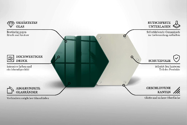 Skärbräda glas sexhörning Färg grön
