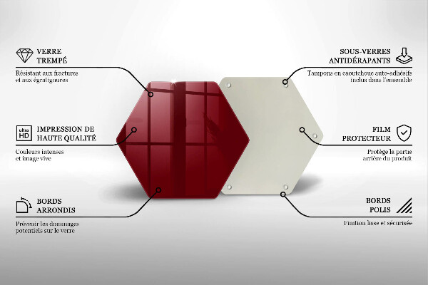 Skärbräda glas sexhörning Vinröd färg
