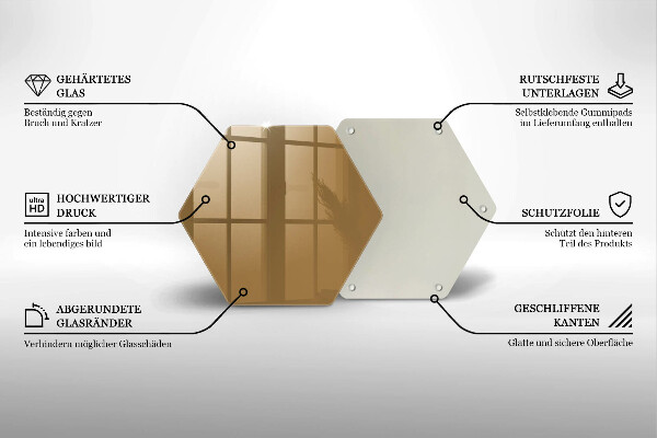 Skärbräda glas sexhörning Beige färg