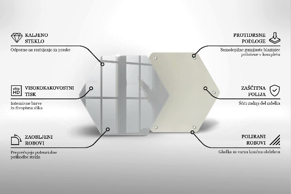 Skärbräda glas sexhörning Färg grå