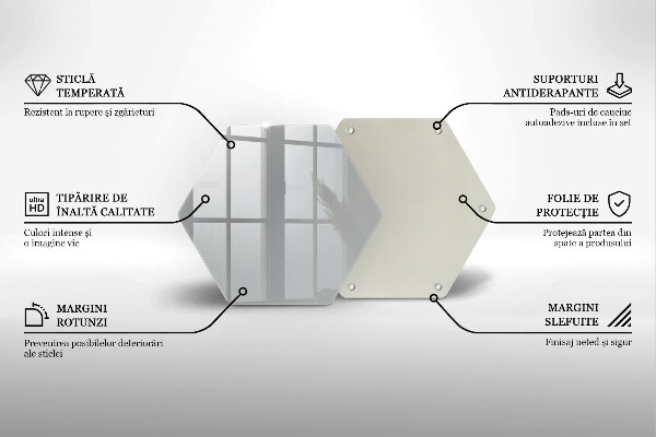 Skärbräda glas sexhörning Färg grå