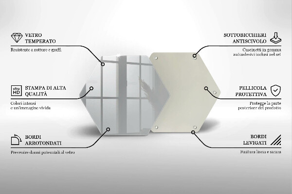 Skärbräda glas sexhörning Färg grå