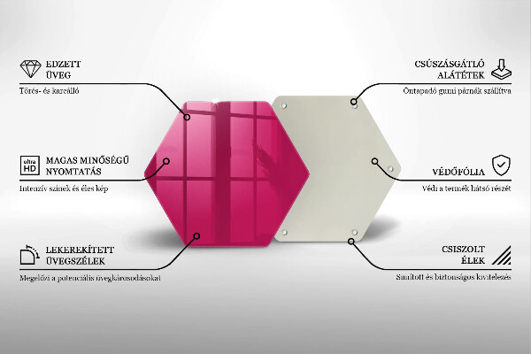 Skärbräda glas sexhörning Färg rosa