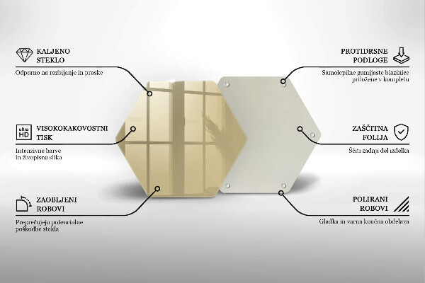 Skärbräda glas sexhörning Beige färg